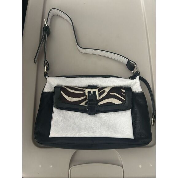 Mini Sharif Studio Leather & Calf Hair  Color Block Shoulder Bag - Picture 1 of 13